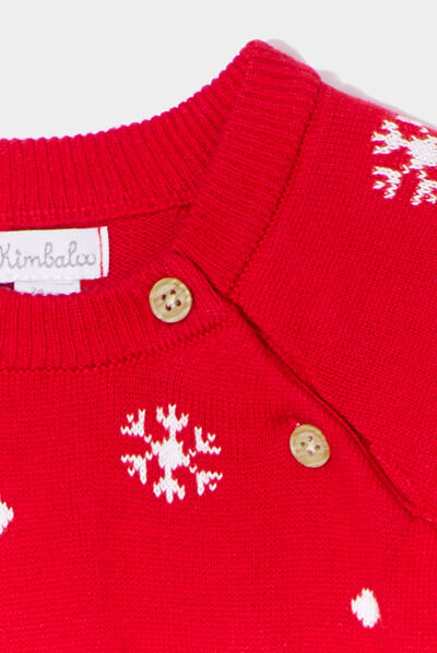 Robe pull de Noël motif pingouin rouge bébé fille