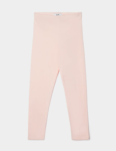 Legging long coton taille élastiquée rose clair fille