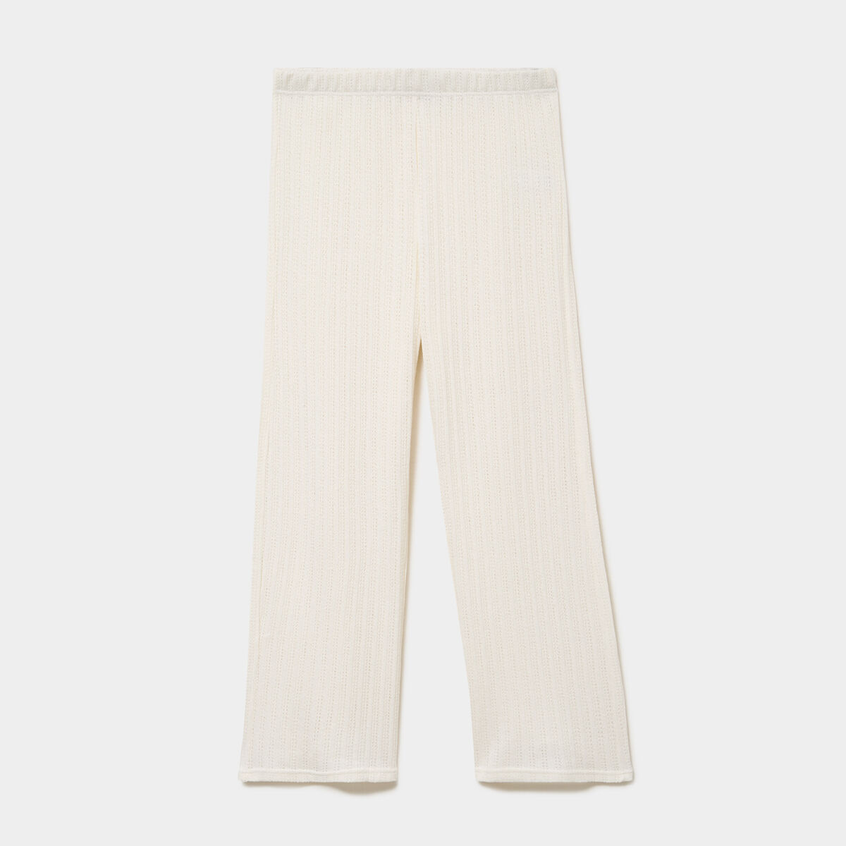 Pantalon large effet crochet &eacute;lastiqu&eacute; ecru femme