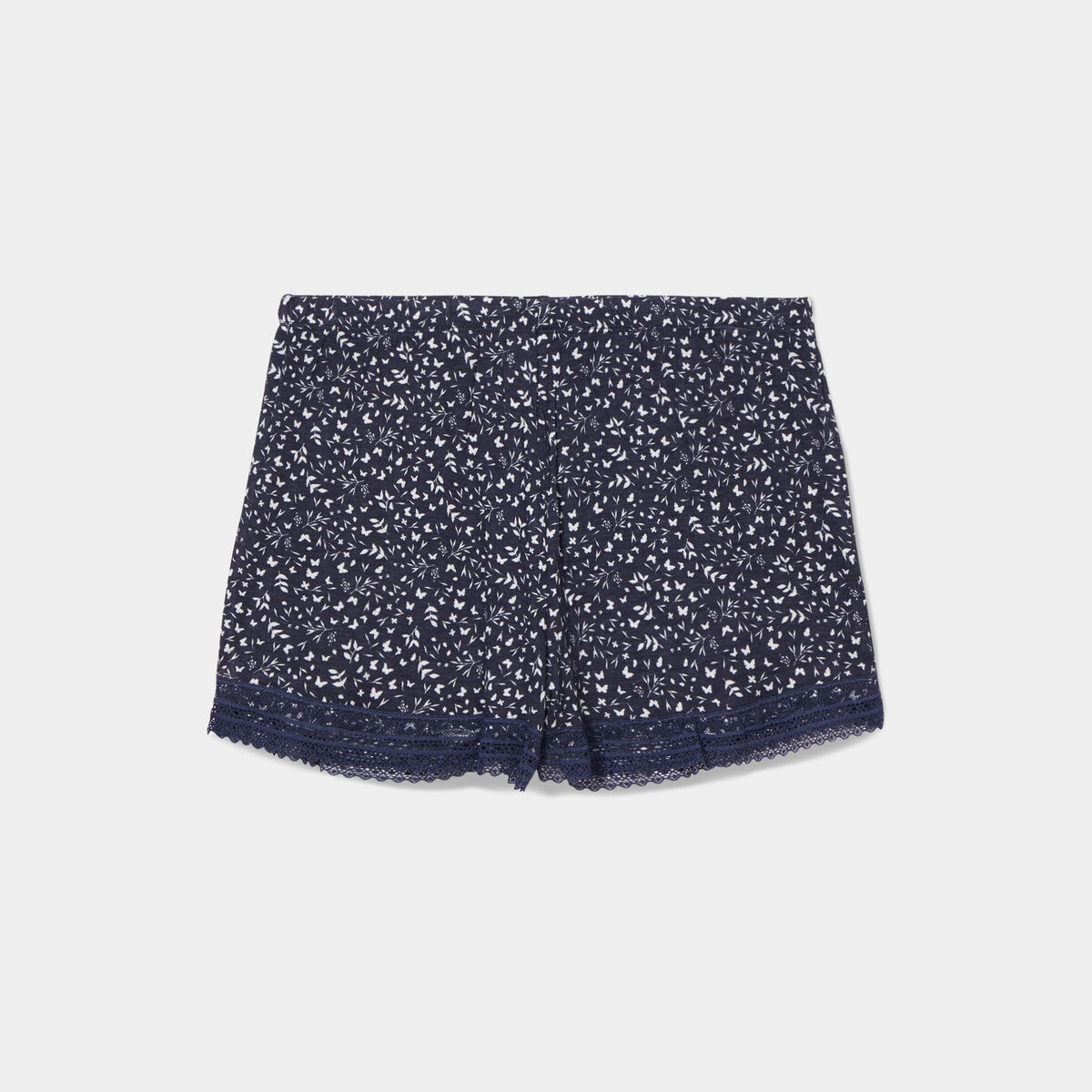 Short de pyjama avec dentelle bleu marine femme