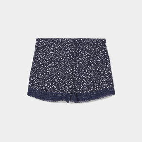 Short de pyjama avec dentelle bleu marine femme