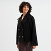 Blouson court boutonné noir femme