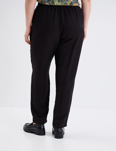 Pantalon cigarette fluide noir femme grande taille