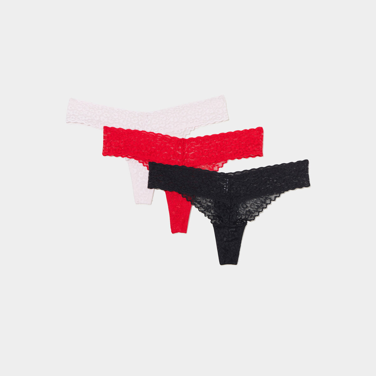 Lot 3 strings dentelle rouge femme