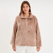 Veste pyjama effet polaire col montant beige femme grande taille
