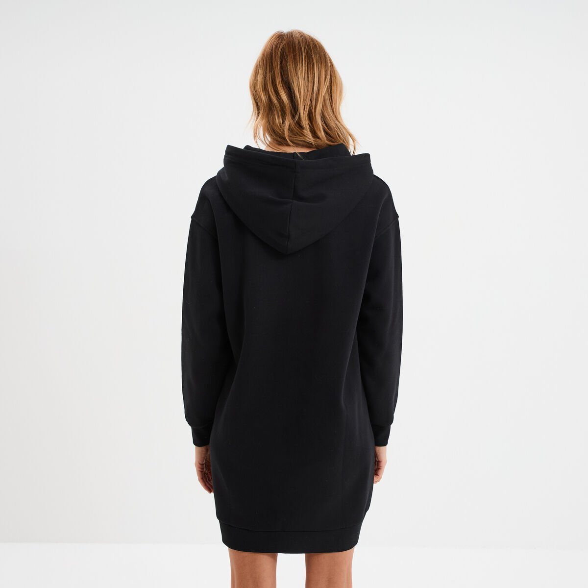 Robe sweat &agrave; capuche noir femme