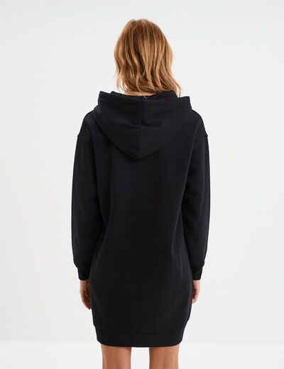 Robe sweat à capuche noir femme