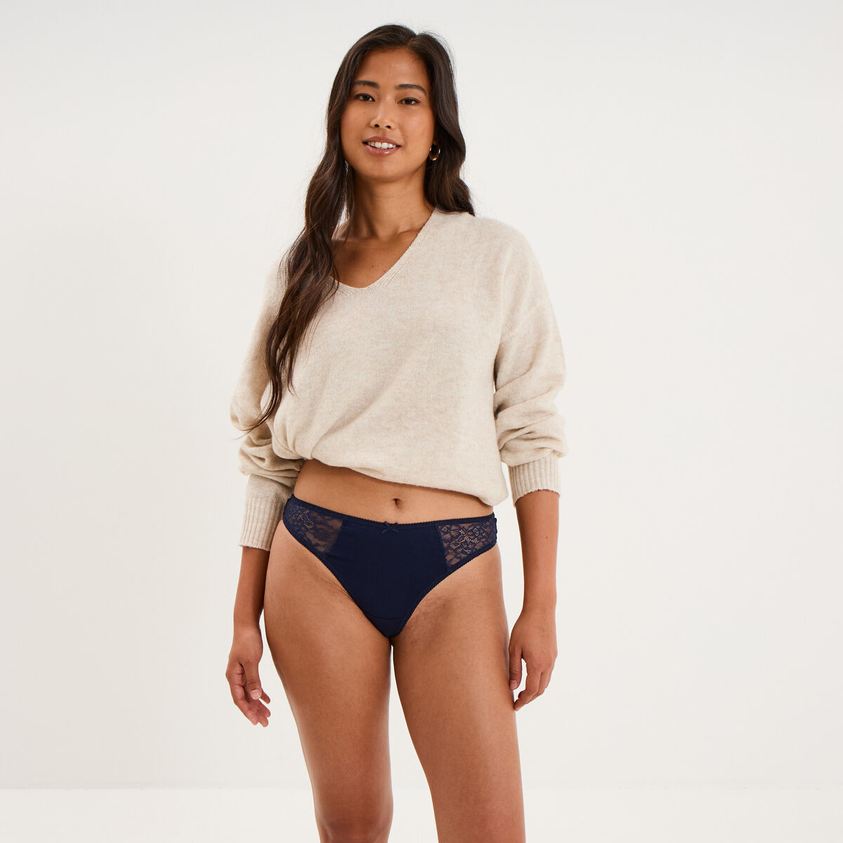 String coton majoritaire bleu marine femme