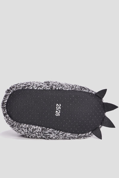 Chaussons fausse fourrure gris garçon