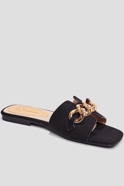 Mules avec chaînes Mosquitos noir femme