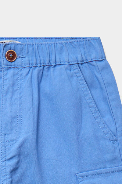 Bermuda short regular poches c&ocirc;t&eacute;s coton bleu gris gar&ccedil;on