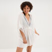 Robe de plage d&eacute;tails macram&eacute; ivoire femme