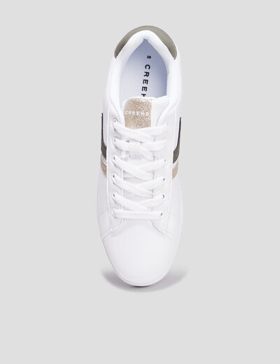 Tennis à lacets détails pailletés Creeks vert kaki femme