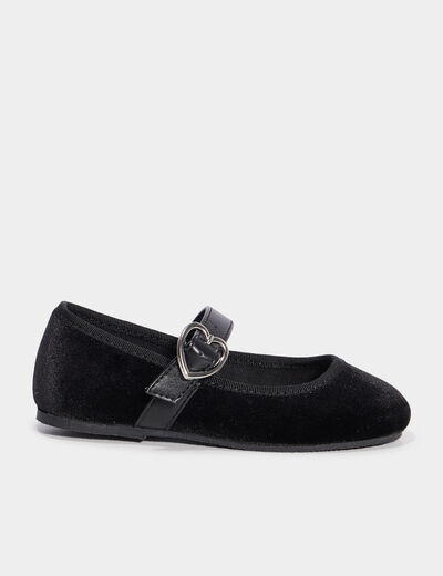 Ballerines effet velours noir fille