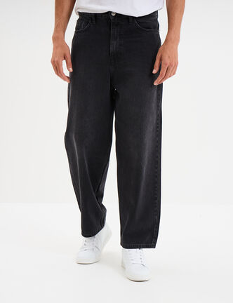 Jeans baggy 5 poches coton denim noir homme