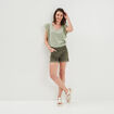 Short skinny 5 poches vert kaki femme