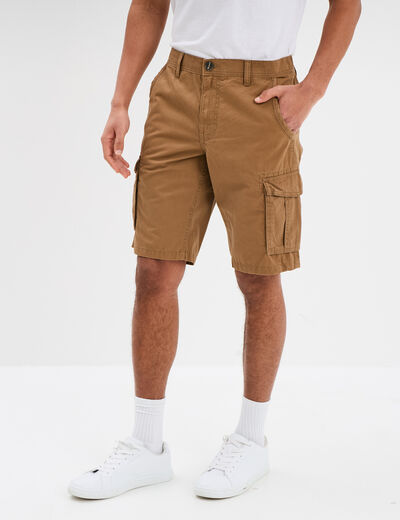 Short cargo poches à rabat coton marron clair homme