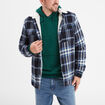 Surchemise carreaux doubl&eacute;e effet sherpa bleu homme