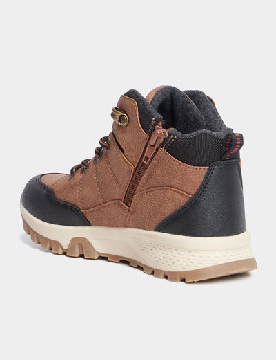 Boots zippées à lacets Trappeur camel garçon