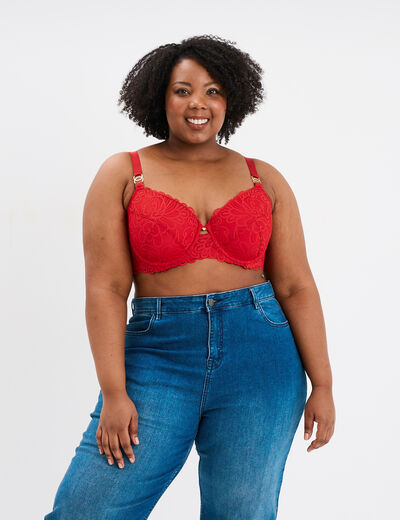 Soutien-gorge emboîtant dentelle rouge femme grande taille