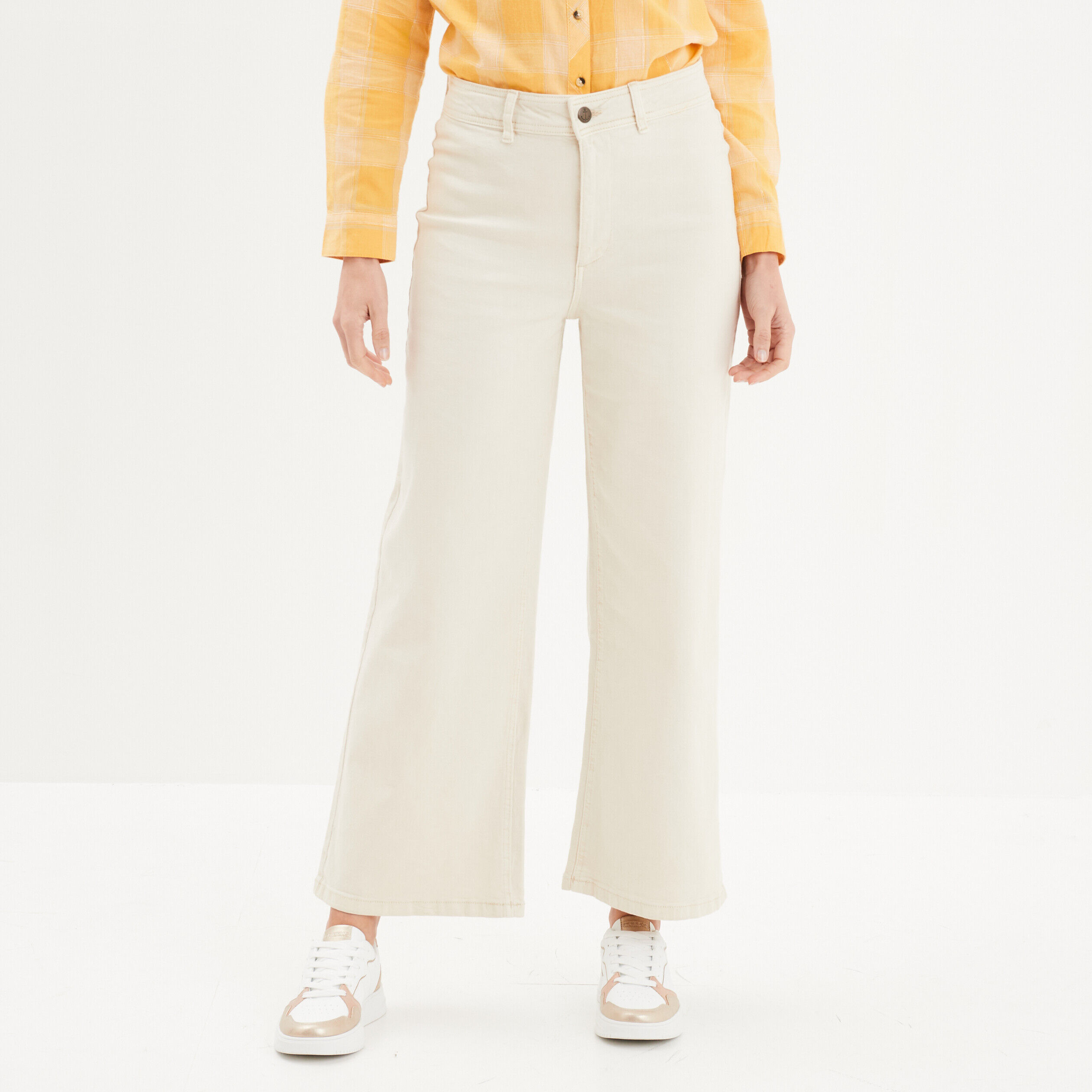 Jeans 7/8ème jambe large ecru femme LH