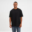 T-shirt col rond coupe relax coton &eacute;pais noir homme