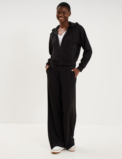 Sweat zipp&eacute; &agrave; capuche noir femme