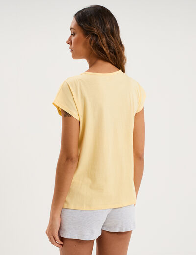 Ensemble pyjama coton majoritaire short jaune clair femme
