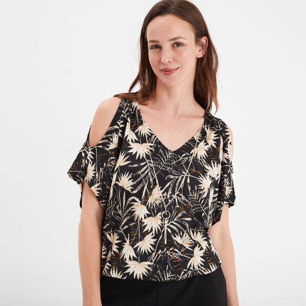 t shirt detail bijou manches courtes noir femme T-shirt détail bijou manches courtes noir femme
