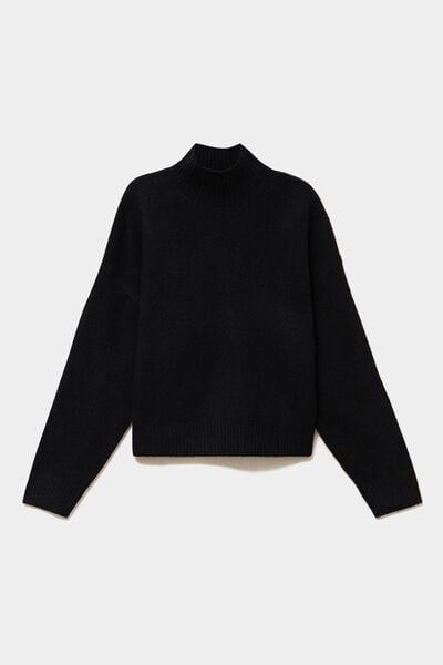 Pull droit avec col montant noir femme