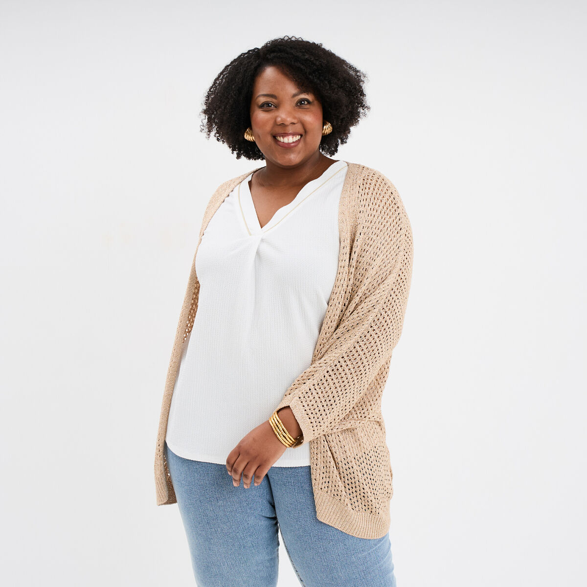 Gilet chauve-souris mi-long jaune or femme grande taille