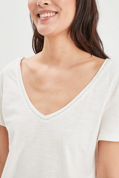T-shirt à manches courtes blanc femme