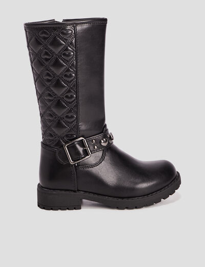 Bottes zippées matelassées noir fille