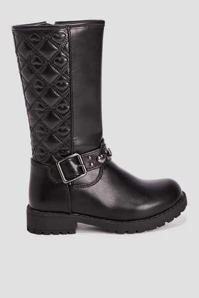 Bottes zippées matelassées noir fille