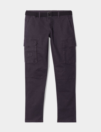 Pantalon cargo ceintur&eacute; Trappeur gris fonc&eacute; homme