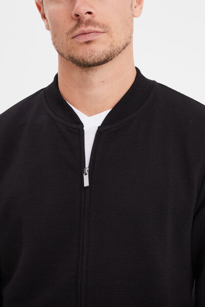 Gilet manches longues zippé noir homme