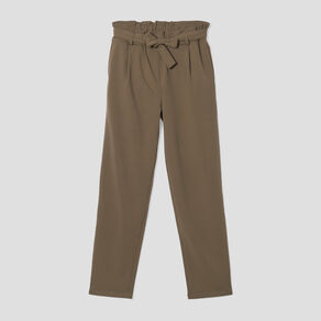 Pantalon city paperbag ceinturé 7/8ème vert kaki femme