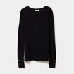 Pull col rond boutons aux poignets noir femme
