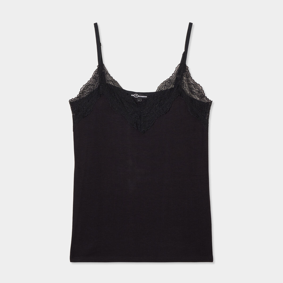 Débardeur côtelé avec dentelle Mosquitos noir femme