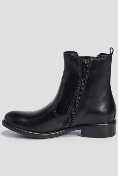 Bottines en cuir noir fille