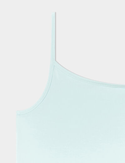 D&eacute;bardeur bretelles fines en coton bleu clair fille