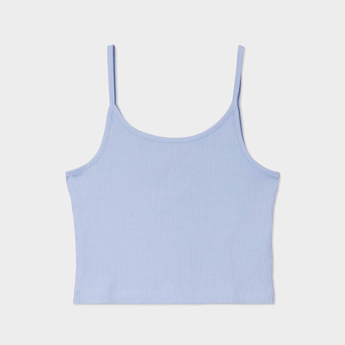 Débardeur cropped côtelé bleu clair femme