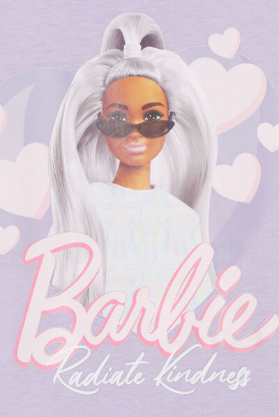 T-shirt col rond manches longues Barbie parme fille