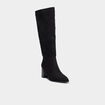 Botte haute talon bloc su&eacute;dine noir femme