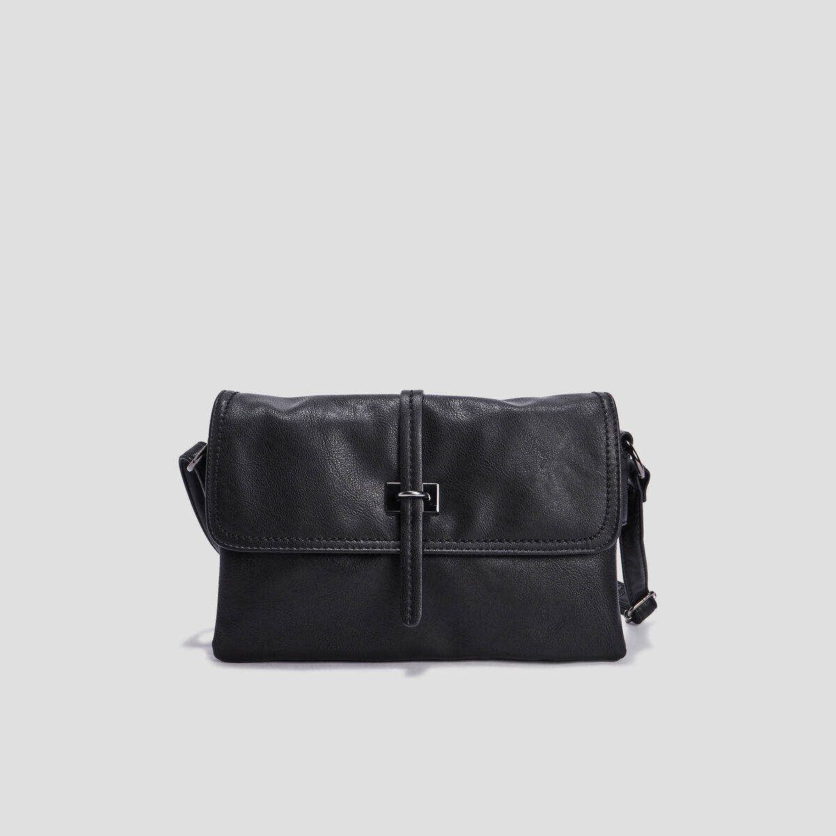 Sac bandoulière à rabat rectangulaire noir femme