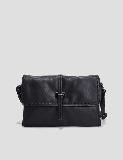 Sac bandoulière à rabat rectangulaire noir femme