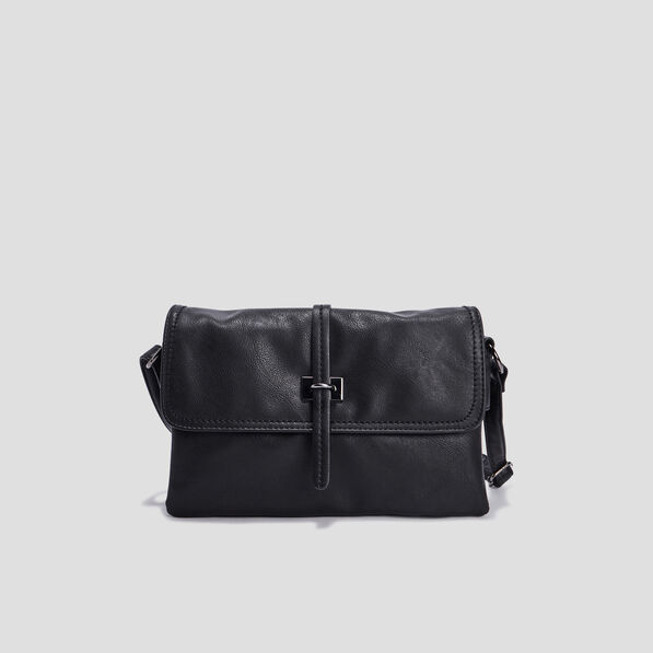 Sac bandoulière à rabat rectangulaire noir femme