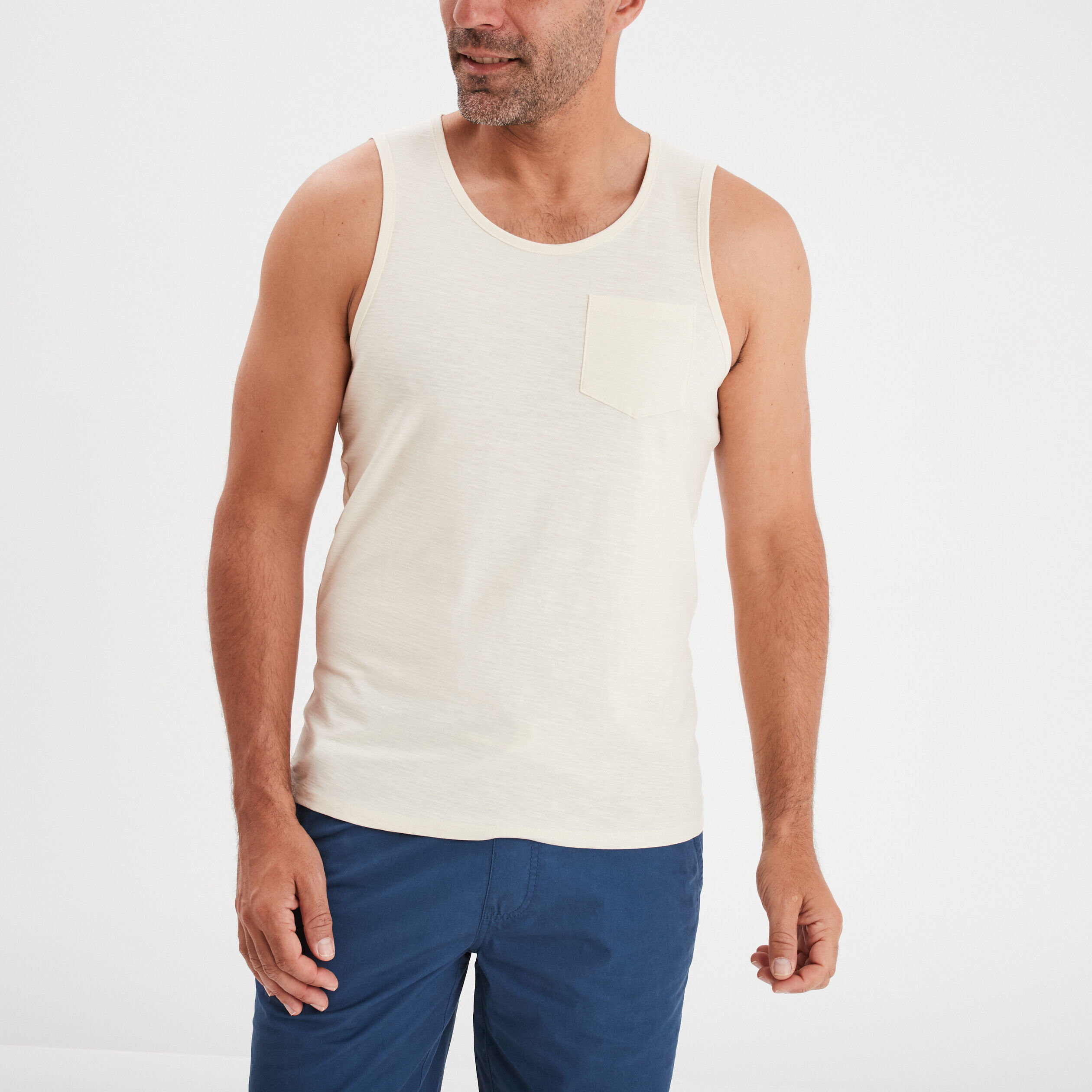 Débardeur droit 1 poche coton Creeks ecru homme CREEKS