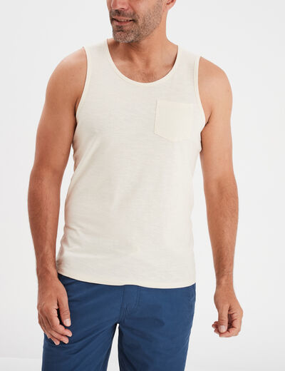 Débardeur droit 1 poche coton Creeks ecru homme
