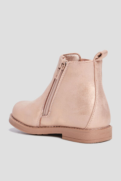 Bottines chelsea zippées rose bébé fille